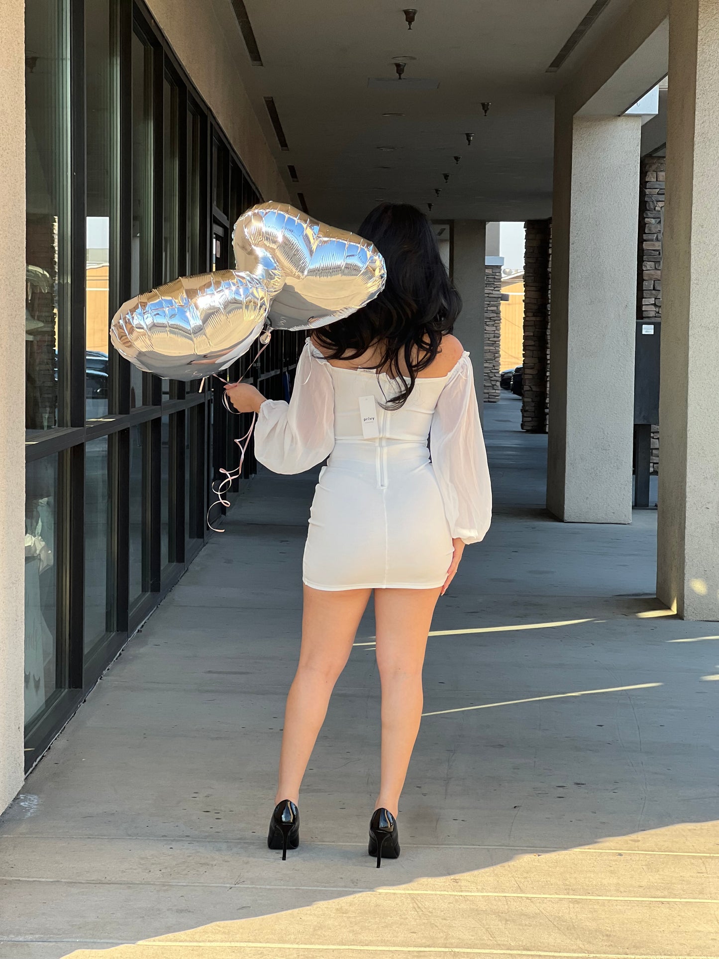 LUXE MESH SWEETHEART OFF SHOULDER MINI
DRESS