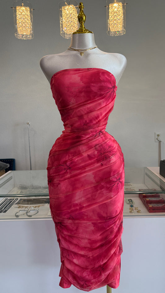 Strapless midi dress