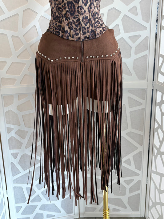Long Fringe Studed Shorts