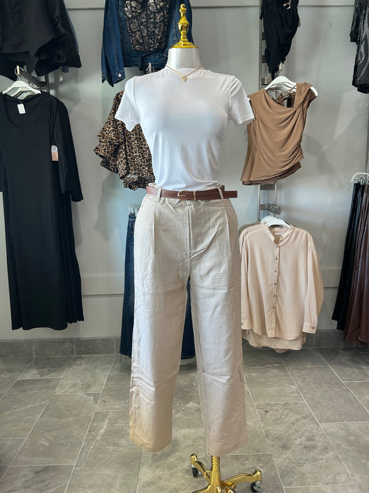 High Waisted Linen Trousers W/belt NO STRETCH