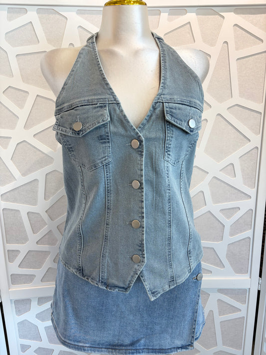 Denim halter Vest PLUS SIZE