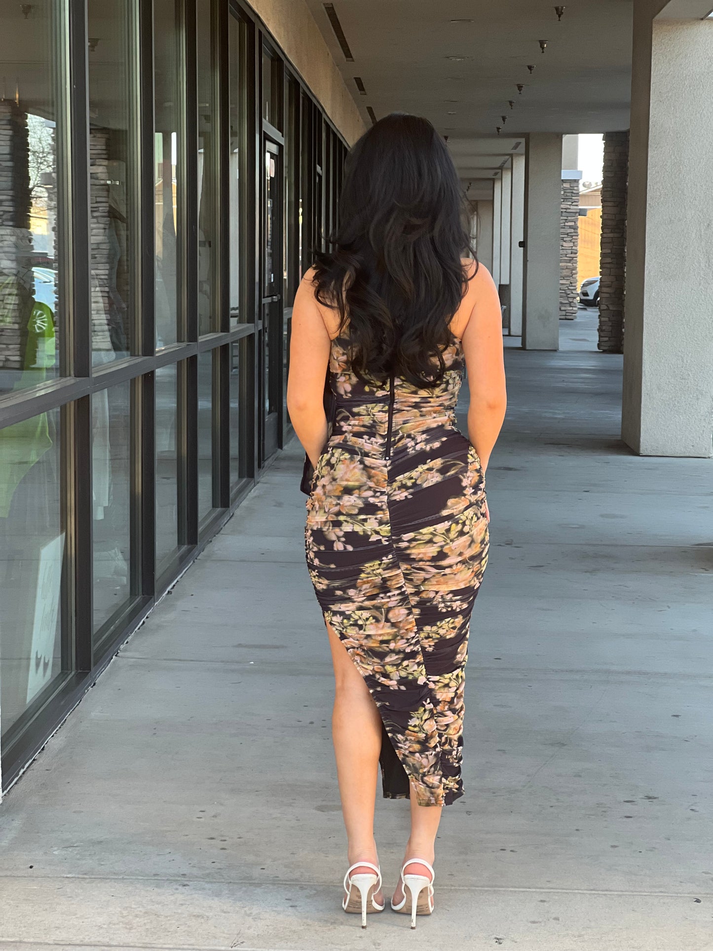 ARMANI MESH PRINT MIDI DRESS