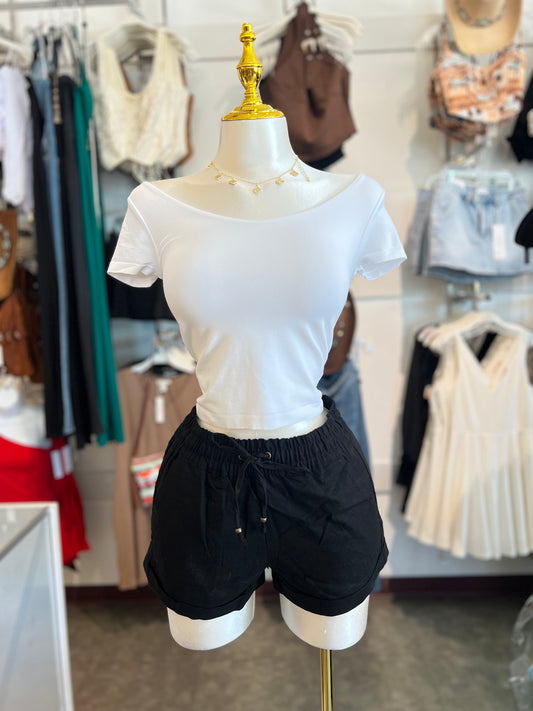 Mid Rise Linen Shorts