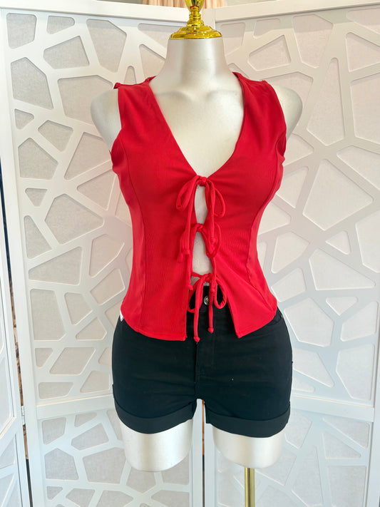 Front self tie basic top