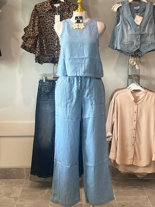 Sleeveless Top & Long Pants Lyocell Set