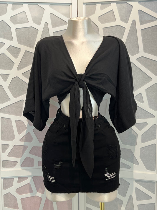 Front self tie Oversize top