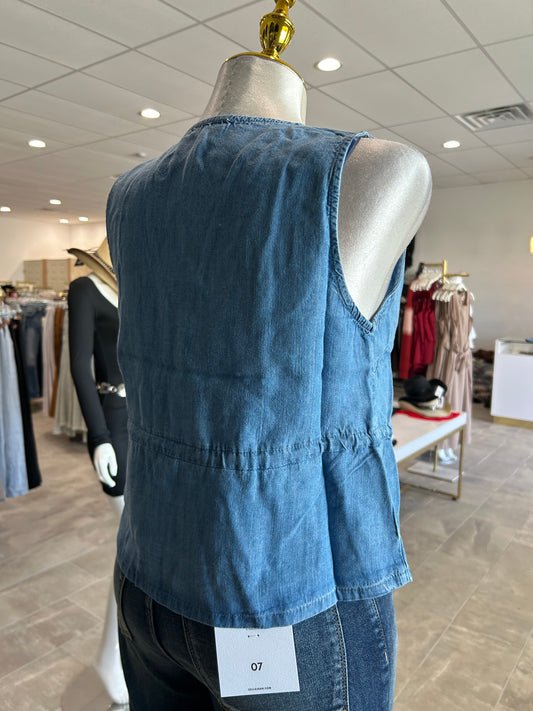 Front tie detail denim top