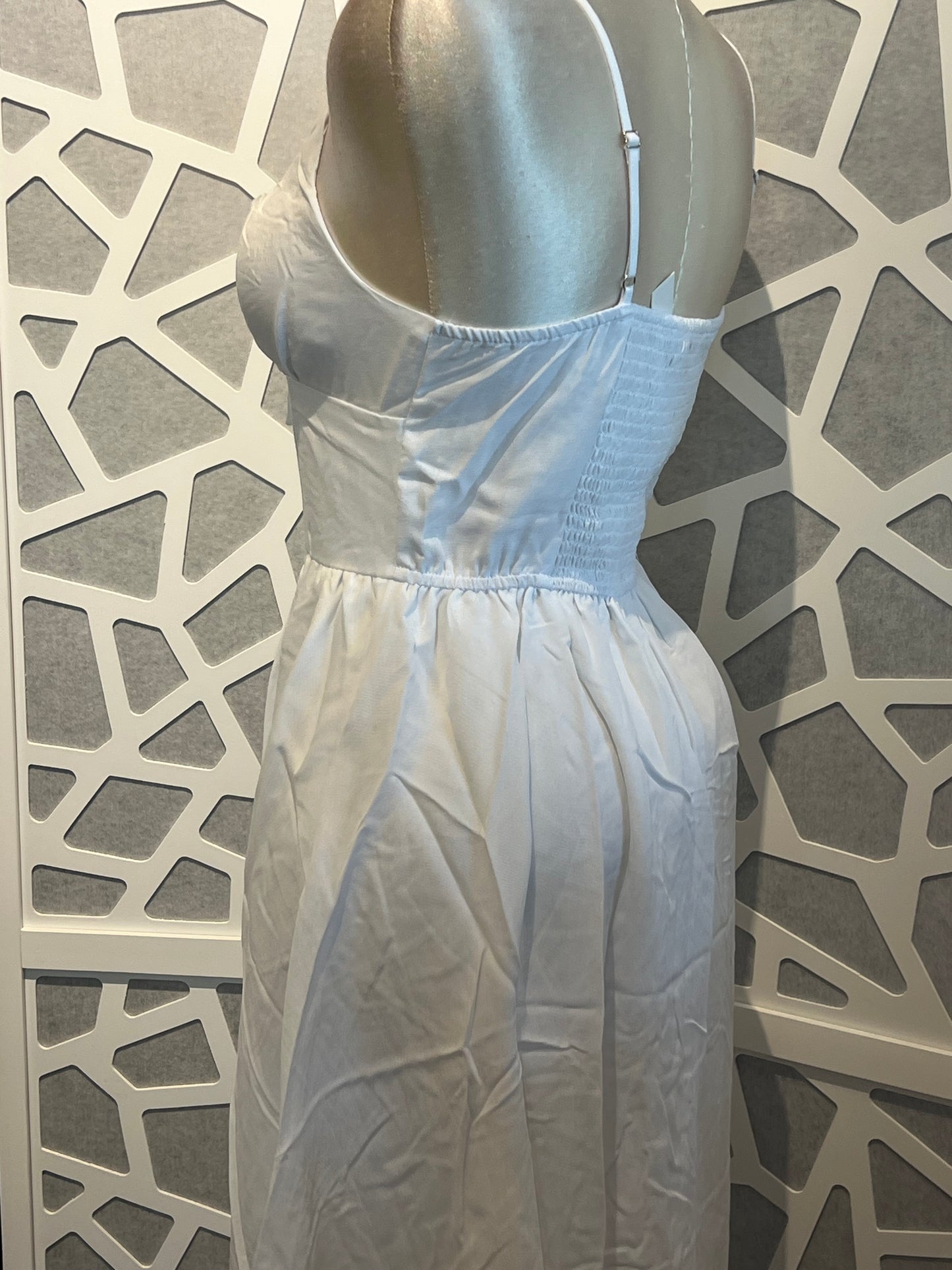 SQUARE NECK FRONT TIE CORSET DETAIL MIDI DRESS