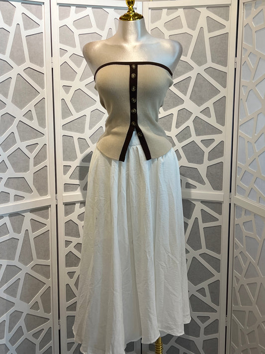 Box Pleated Midi Skirt