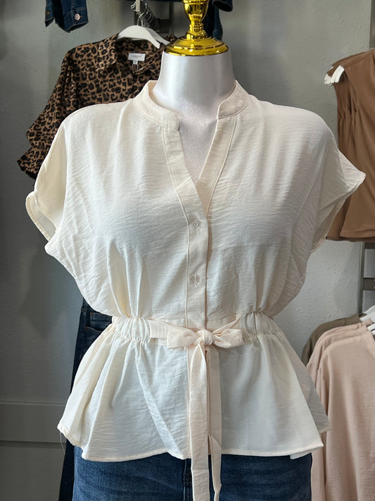 Short-sleeve Peplum Blouse