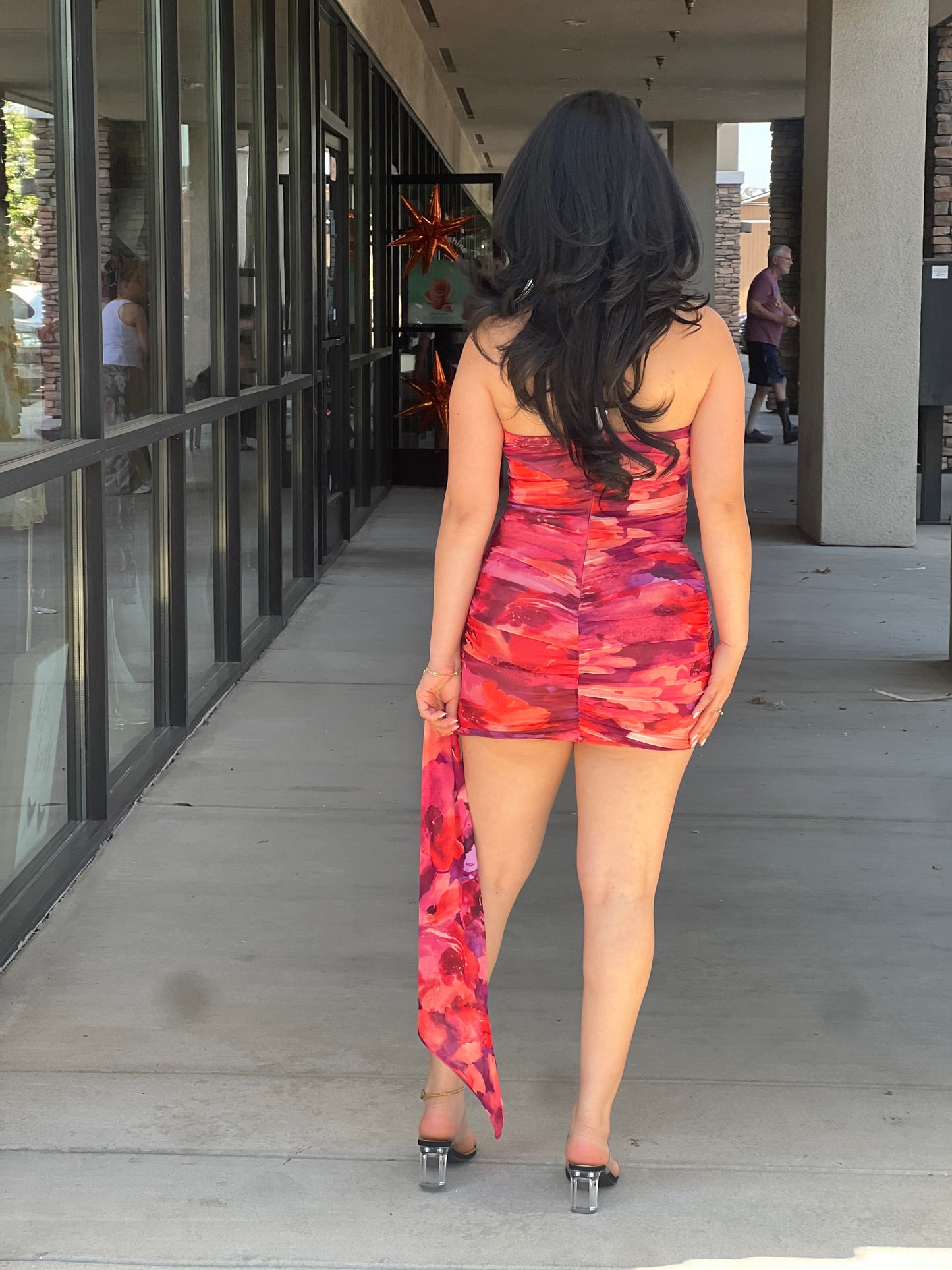 Mini side drap detail dress