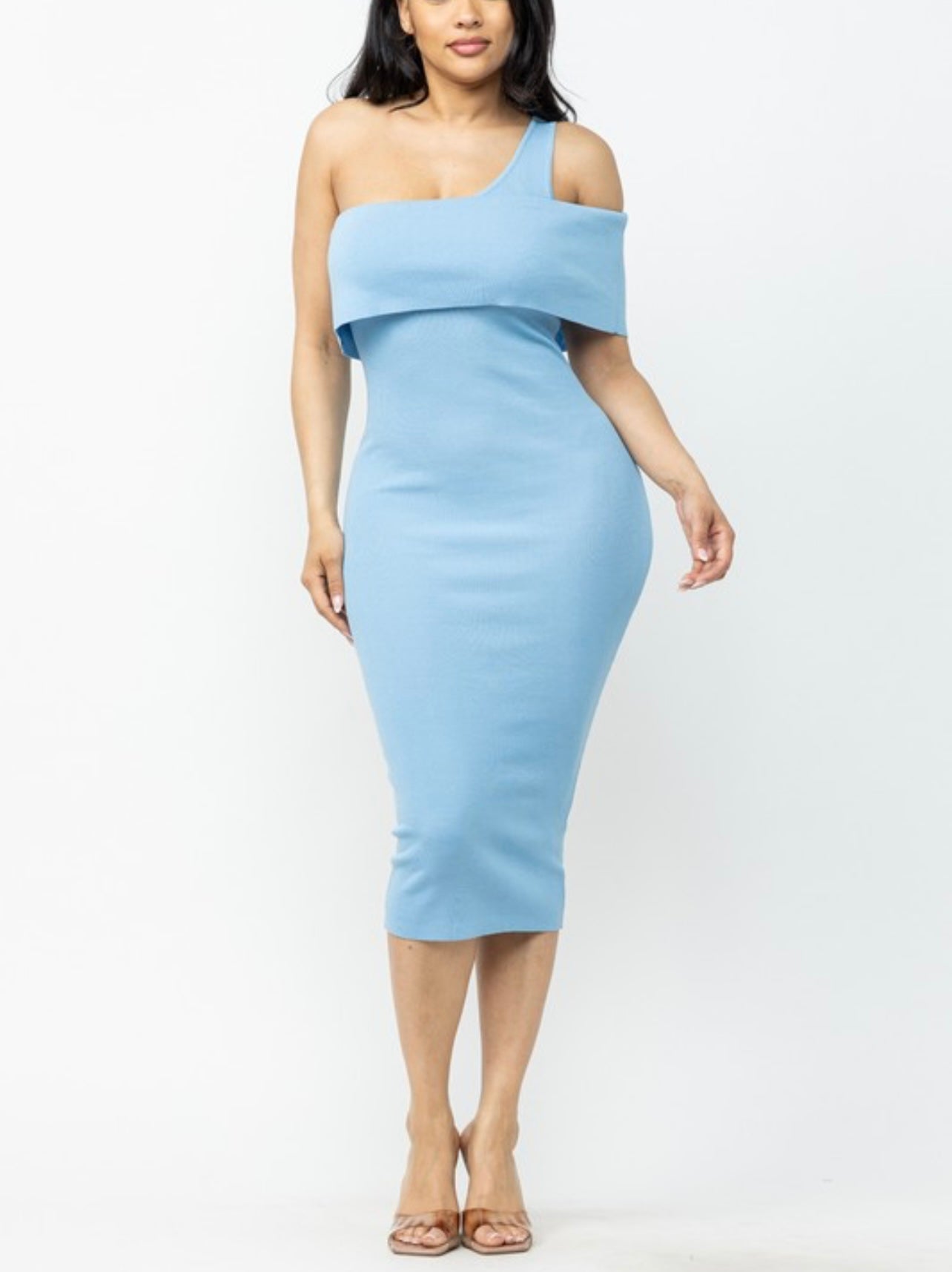 ONE SHOULDER SHORT SLEEVE or OFF SHOULDER MIDI DRESS