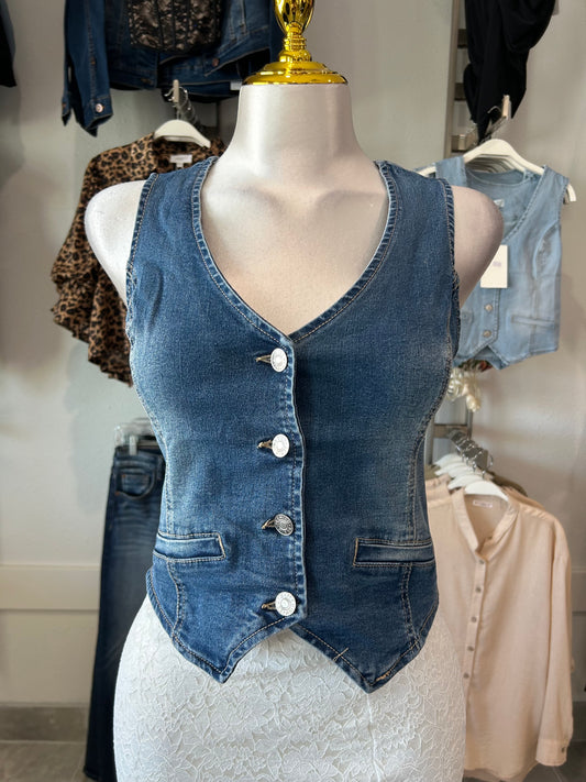 V-neck Denim Vest