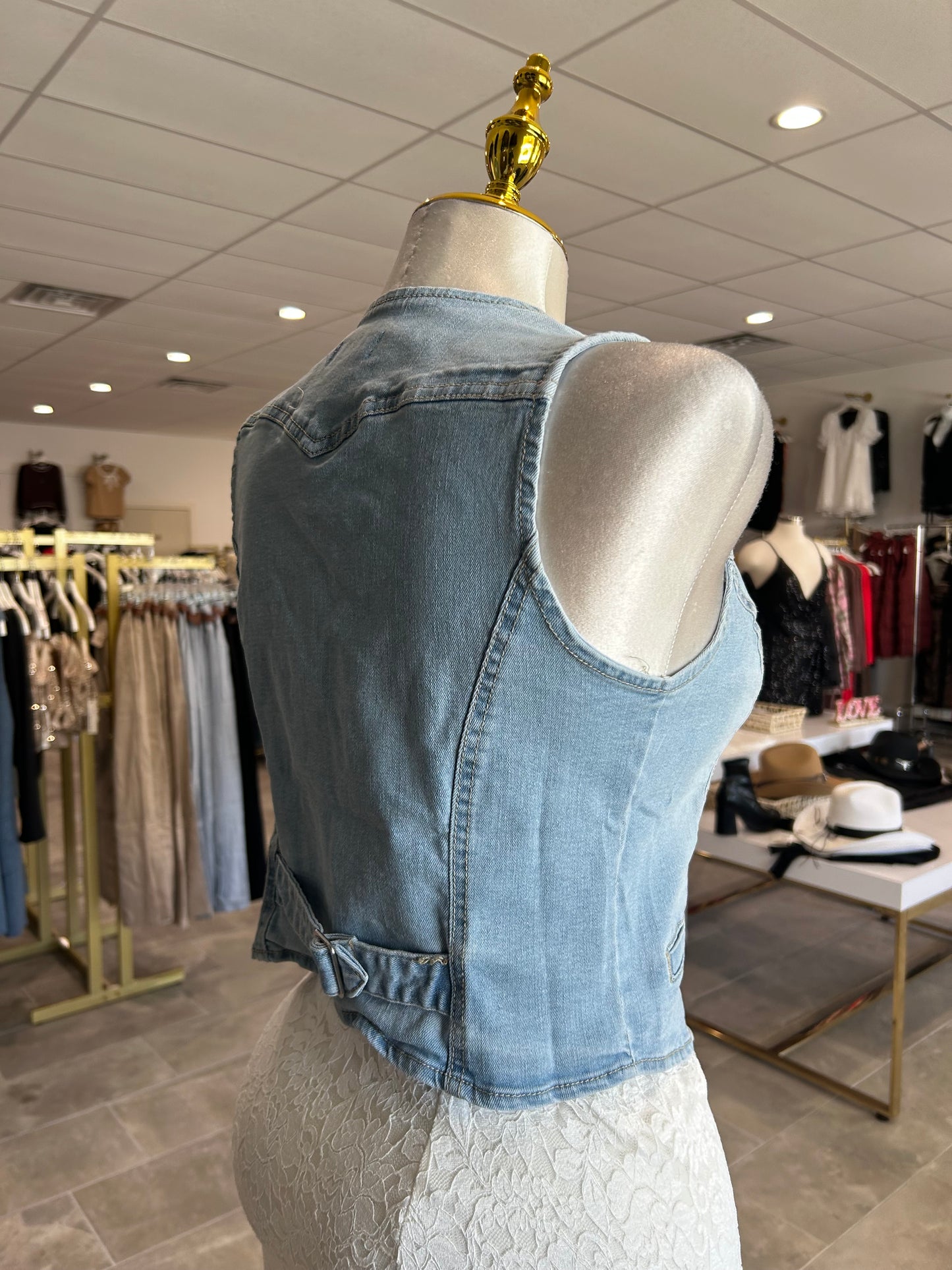 V-neck Denim Vest