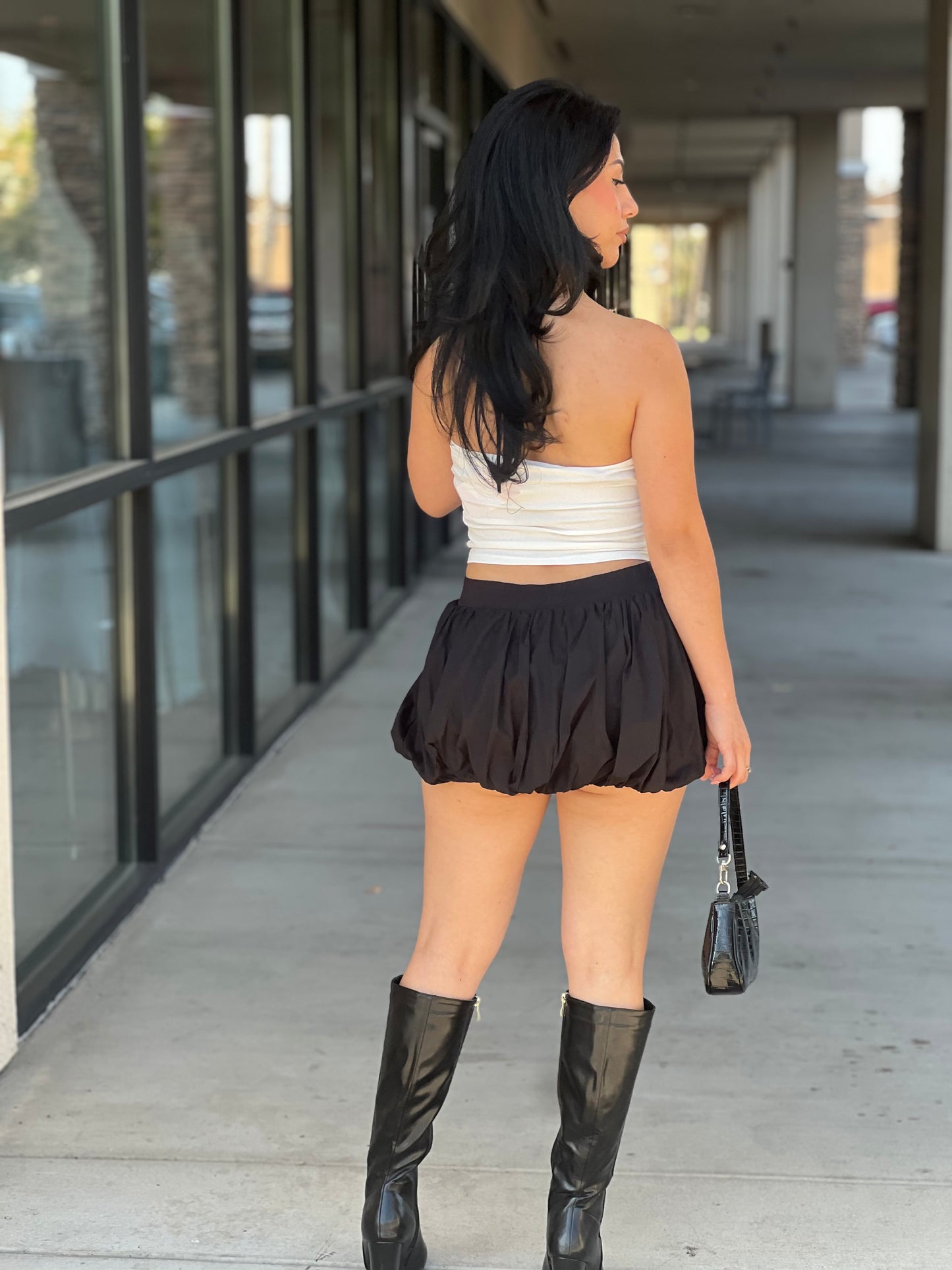 LOW WAISTED PUFFER BUBBLE MINI SKIRT