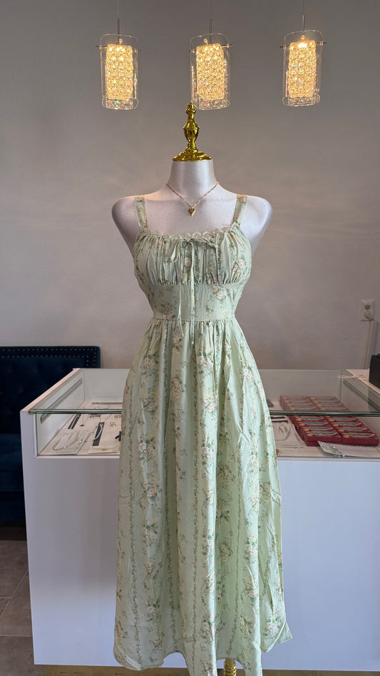 Floral Garland Sleeveless Corset Midi Dress