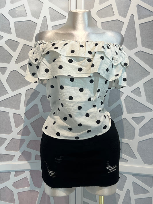 POLKA DOT OFF-THE-SHOULDER TOP