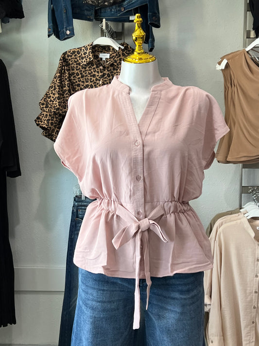 Short-sleeve Peplum Blouse