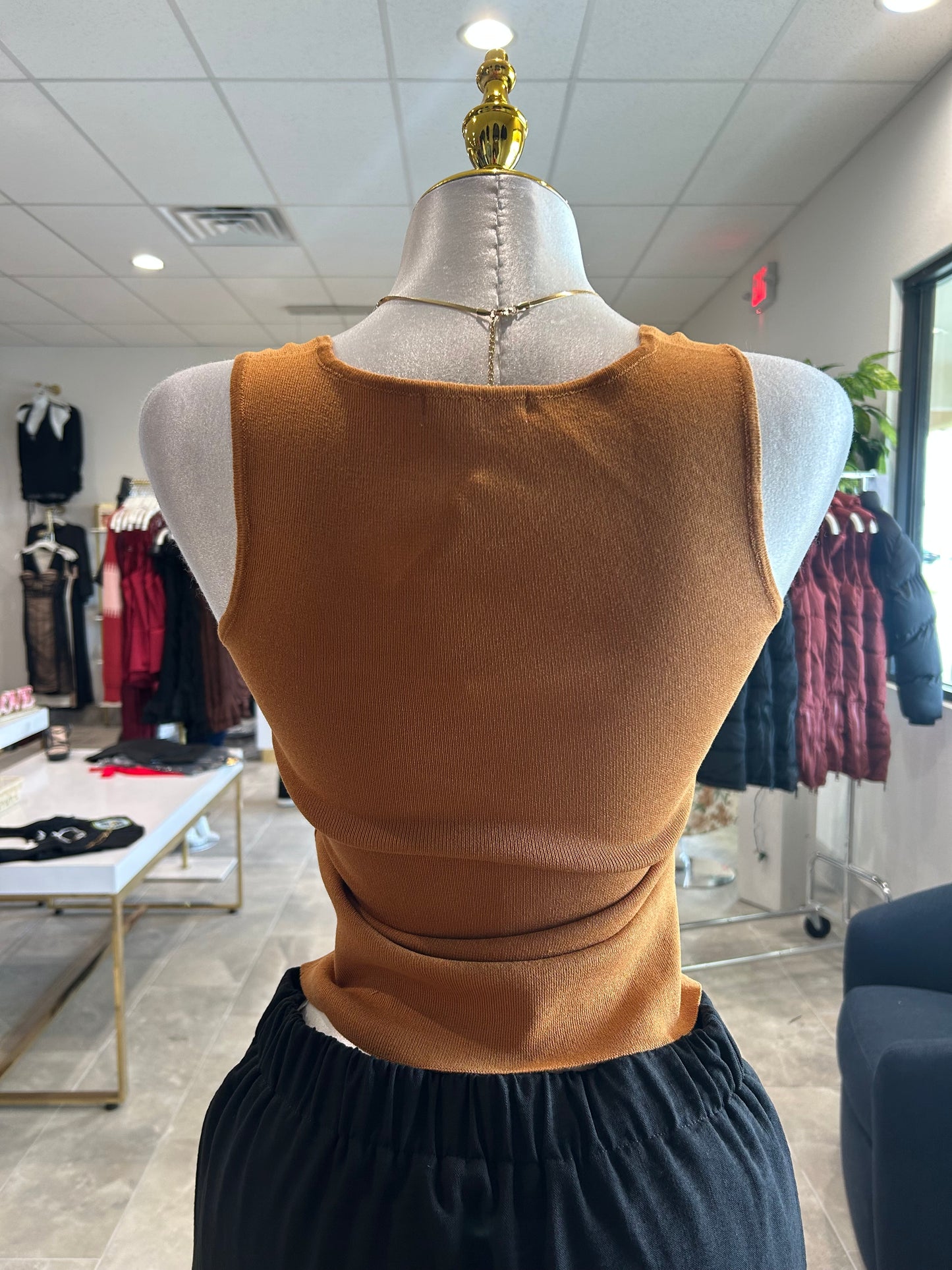 Sleeveless Front Metal Appliques Sweater Top