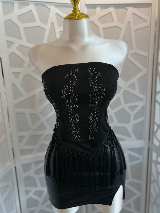 Bandana fringe top with stud detail