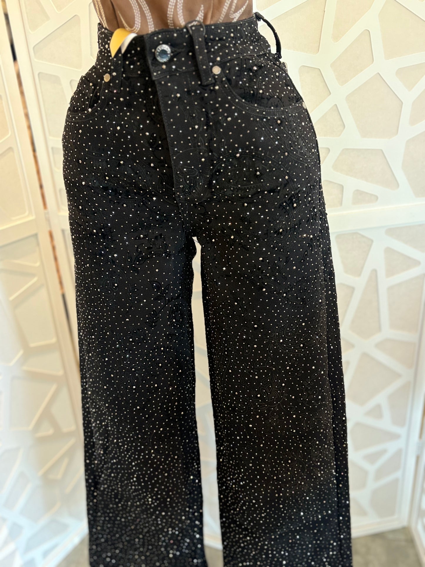 WIDE LEG CRYSTAL JEANS