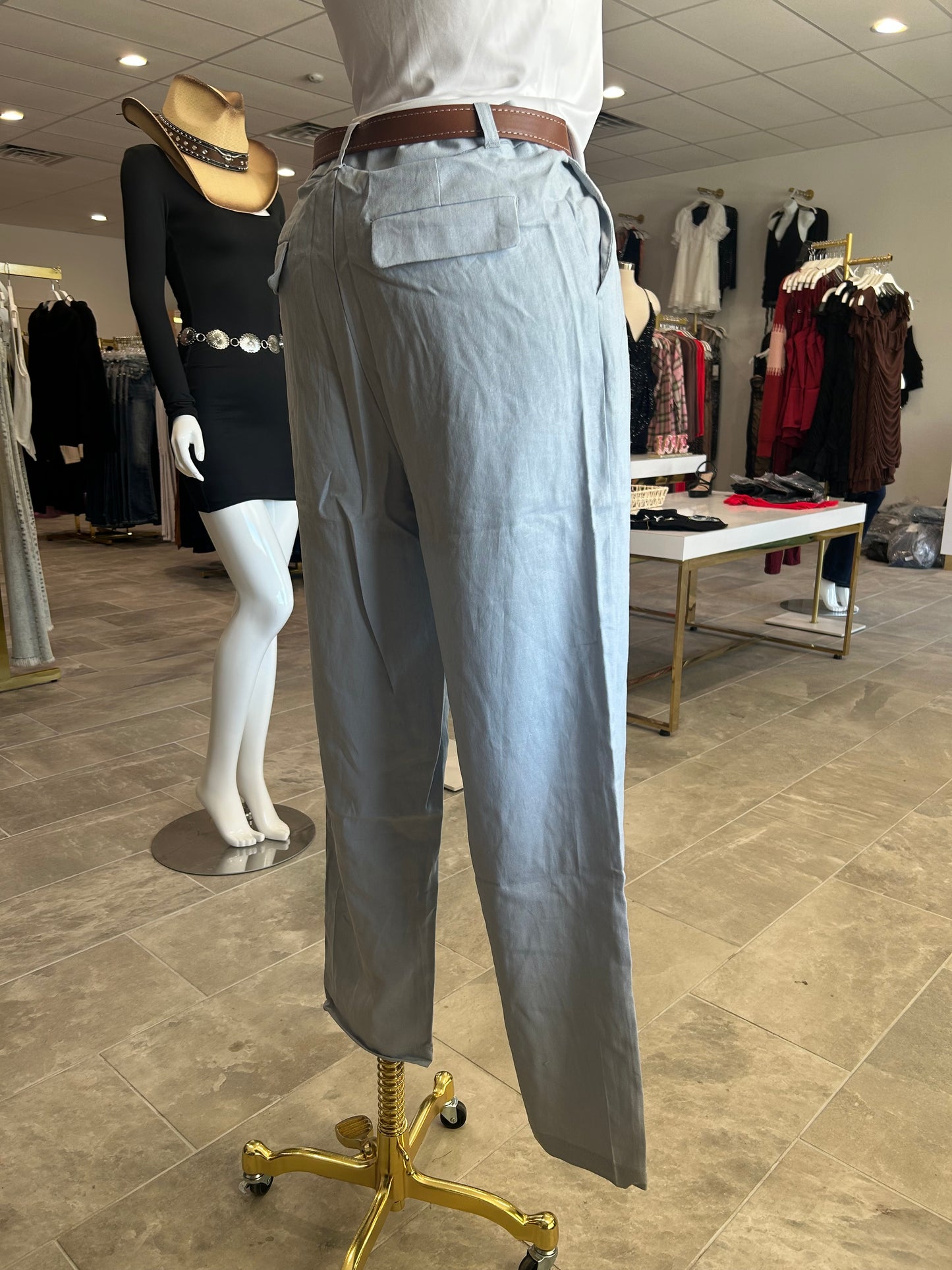 High Waisted Linen Trousers W/belt NO STRETCH