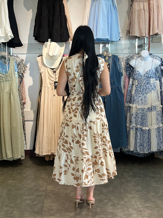 Printed Loose Fit Tiered Midi Dress