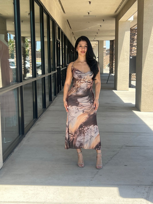 Mesh open back maxi dress