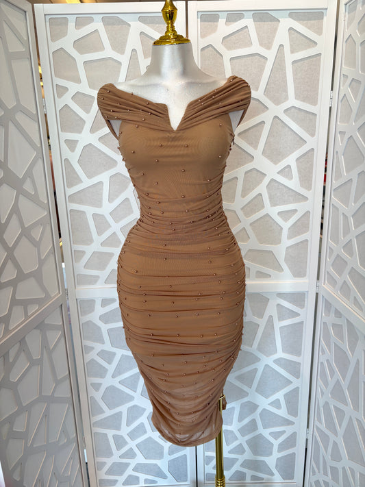 MARLYN PEARL MIDI MESH DRESS