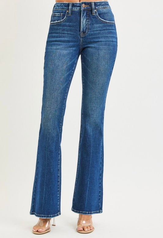 RISEN TUMMY CONTROL 4 WAY STRETCH HIGH RISE FLARE JEANS