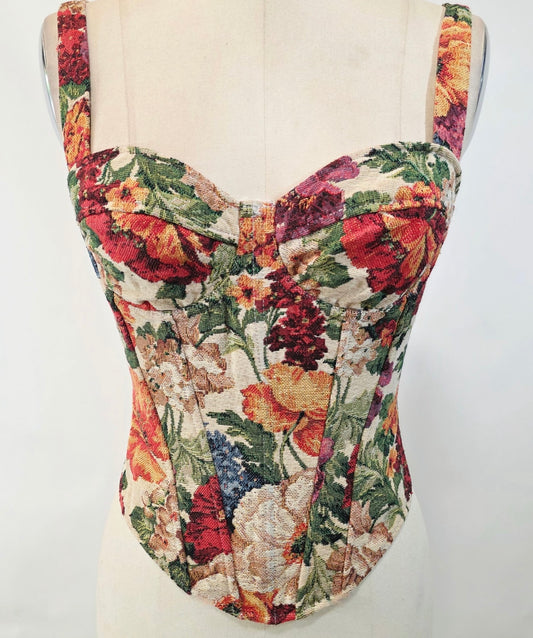 Tapestry open back corset