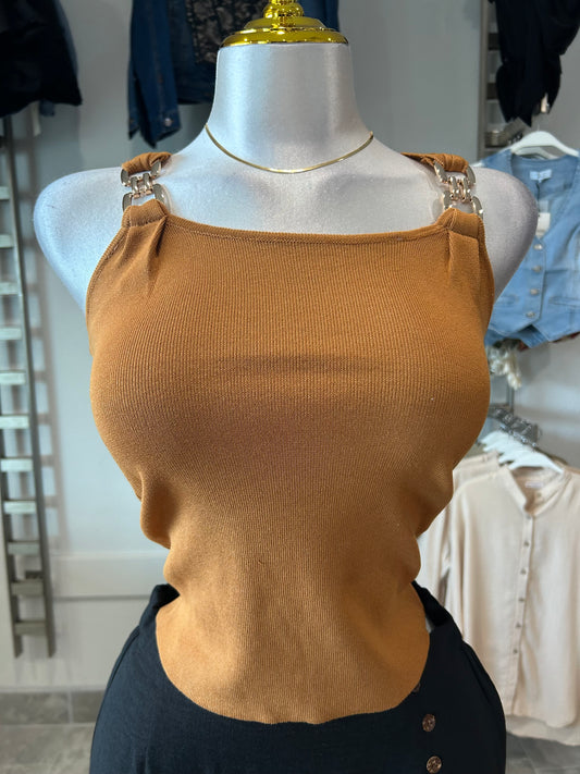 Sleeveless Front Metal Appliques Sweater Top