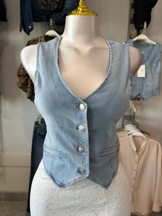 V-neck Denim Vest