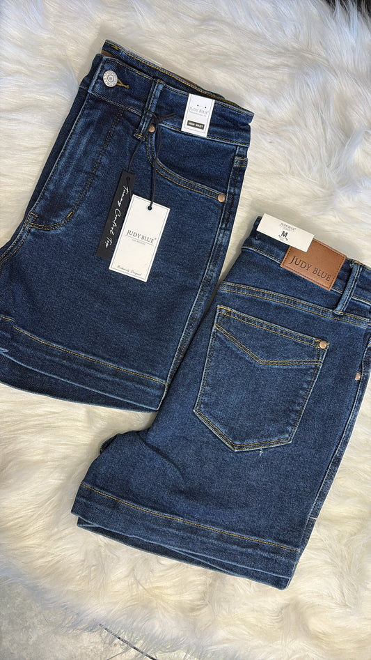 JUDY BLUE Dark Wash High Waisted Tummy Control Shorts