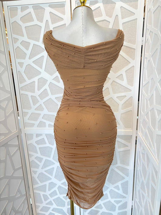 MARLYN PEARL MIDI MESH DRESS