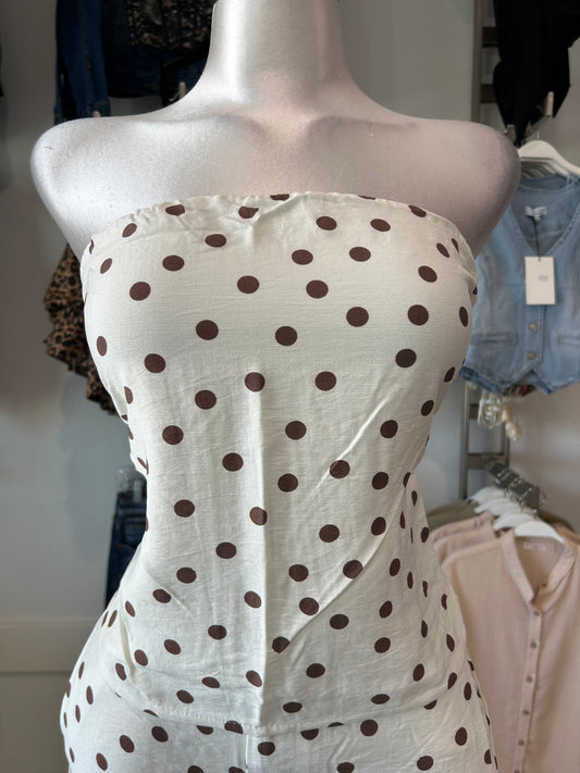 Polka Dot Strapless Wide-leg Pants Set