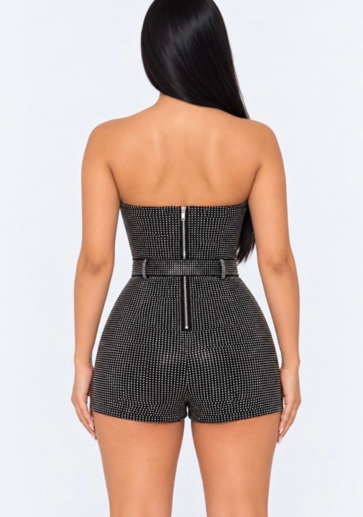 All Over Studs Front Corset Style Tube Romper