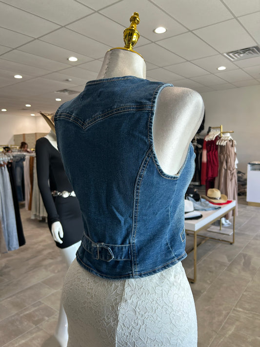 V-neck Denim Vest