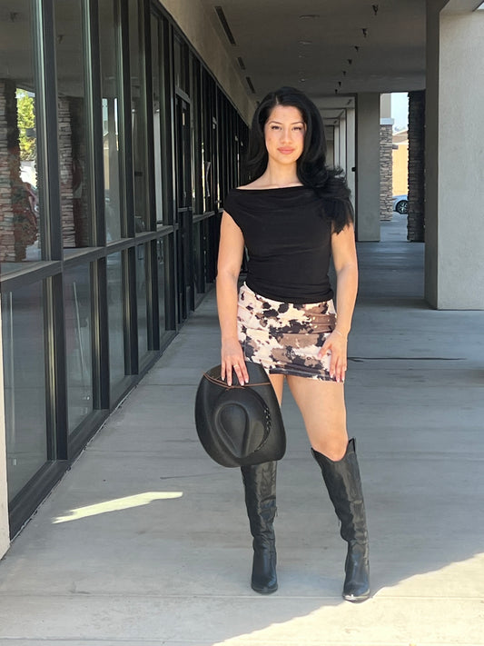 BROWN ANIMAL PRINT SKORT