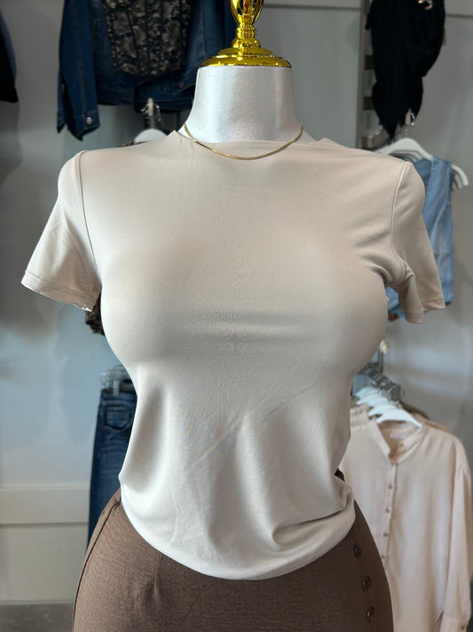 Basic Short sleeve crew neck double layer top