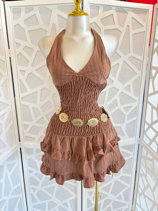 Ruffled halter dress