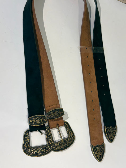 Western suede antique buckle belt