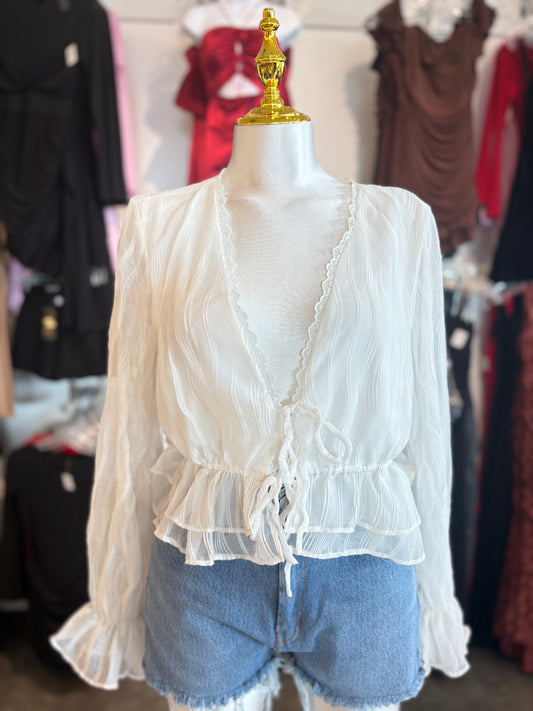 Ruffled sheer blouse