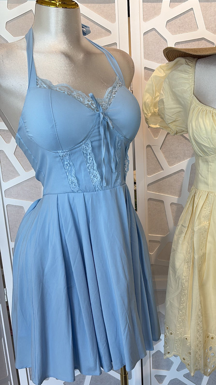 Corset Self-Tie Ribbon Zippered Dress