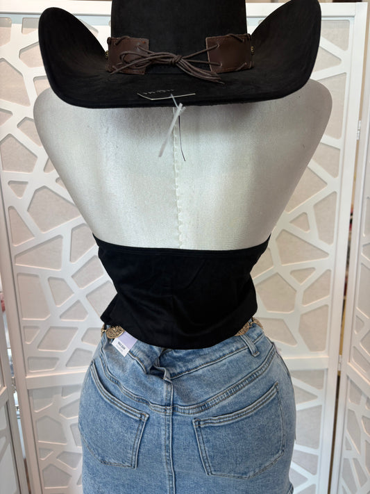 Front tie halter top