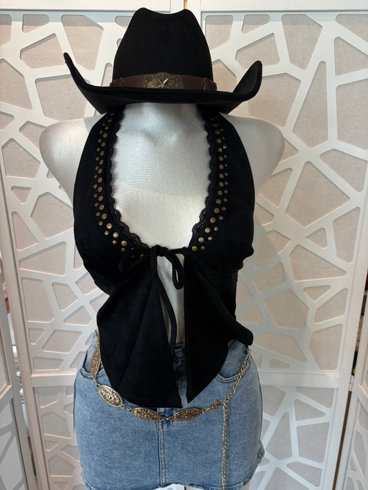 Front tie halter top