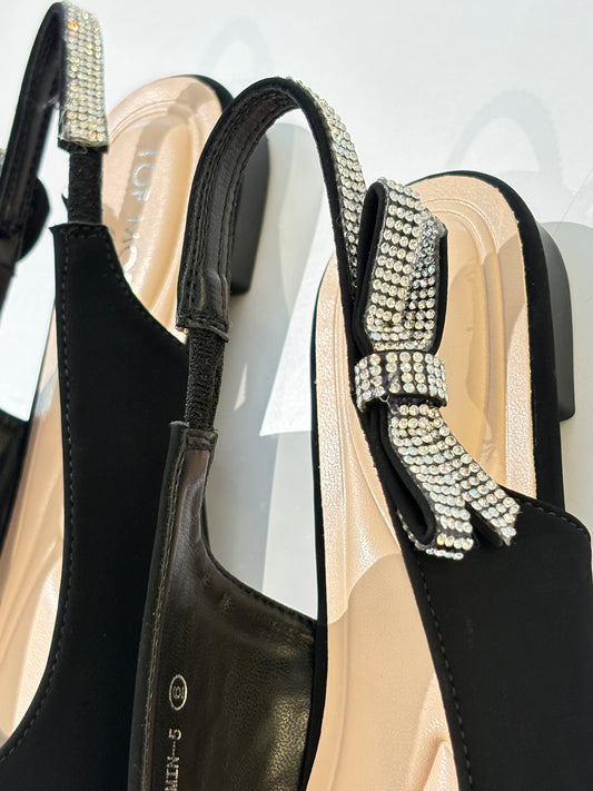 Suede sling back pointed toe flats