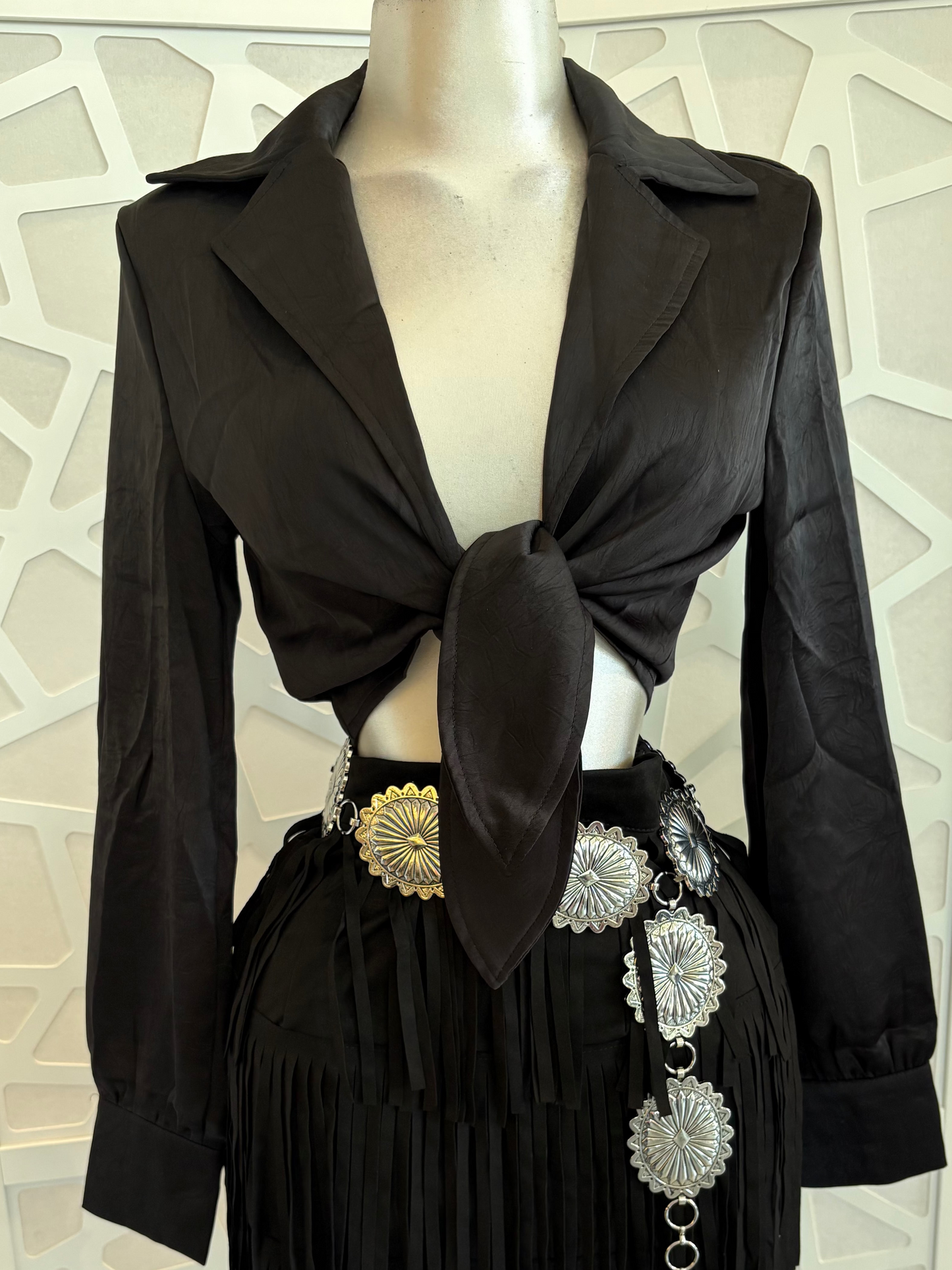Aaliyah self-tie long sleeve top