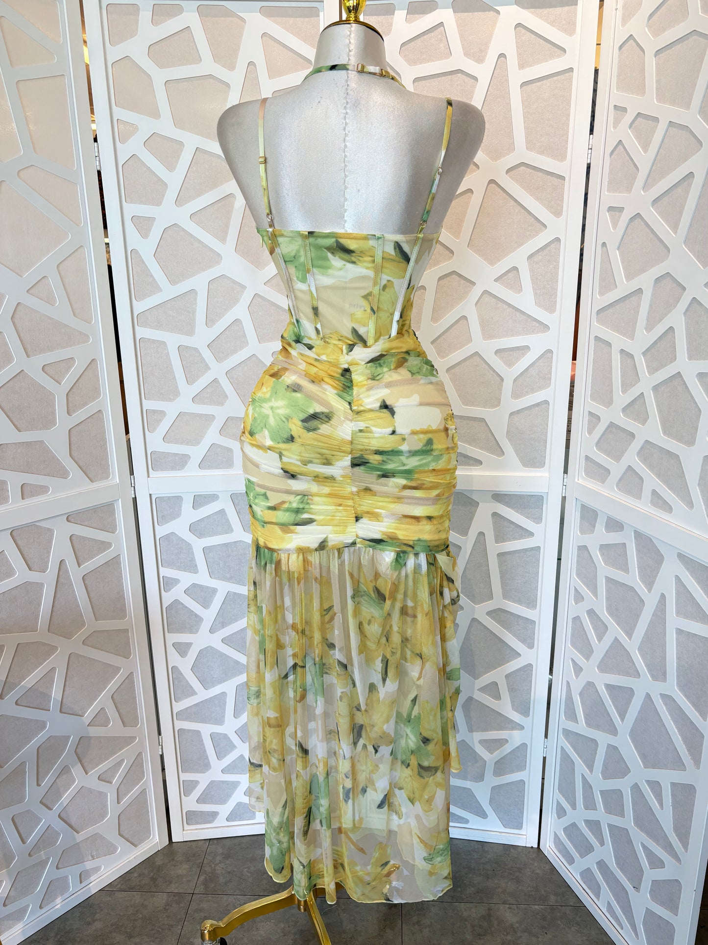 Miami mesh asymmetrical maxi dress