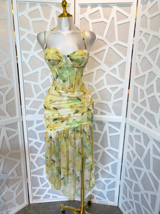 Miami mesh asymmetrical maxi dress
